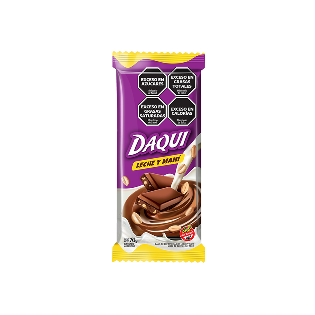 CHOC.DAQUI LECHE Y MANI X 70G