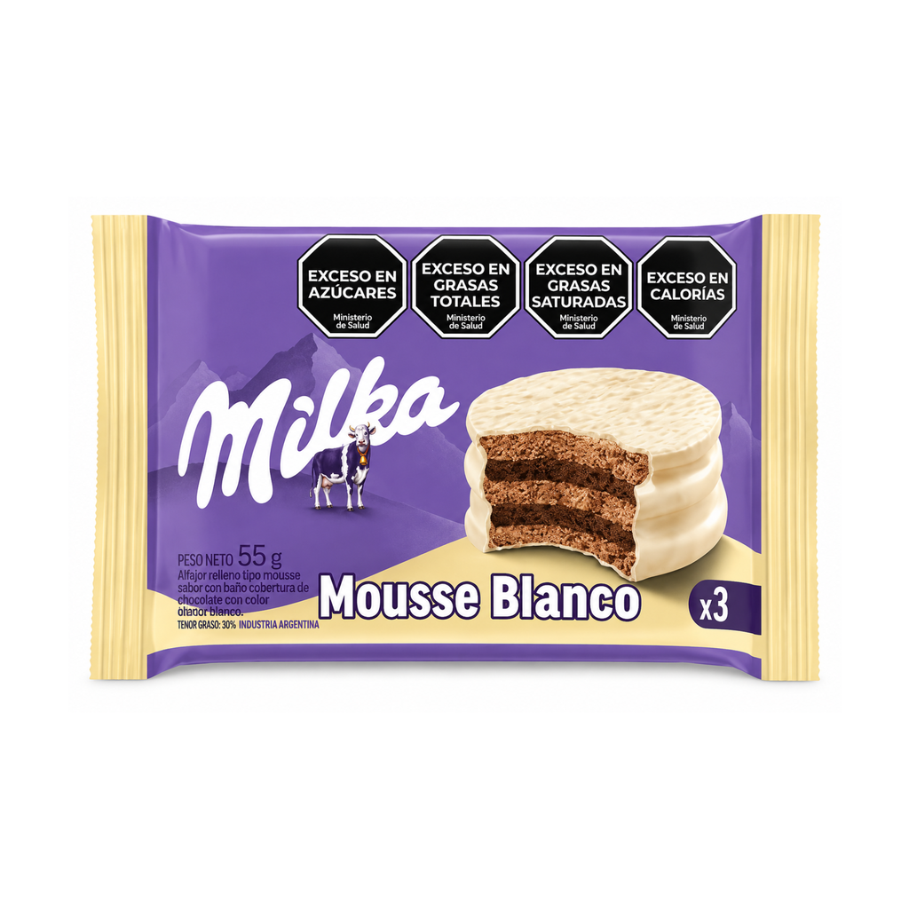 ALFAJOR MILKA BLANCO TRIPLE MOUSSE X 55 G