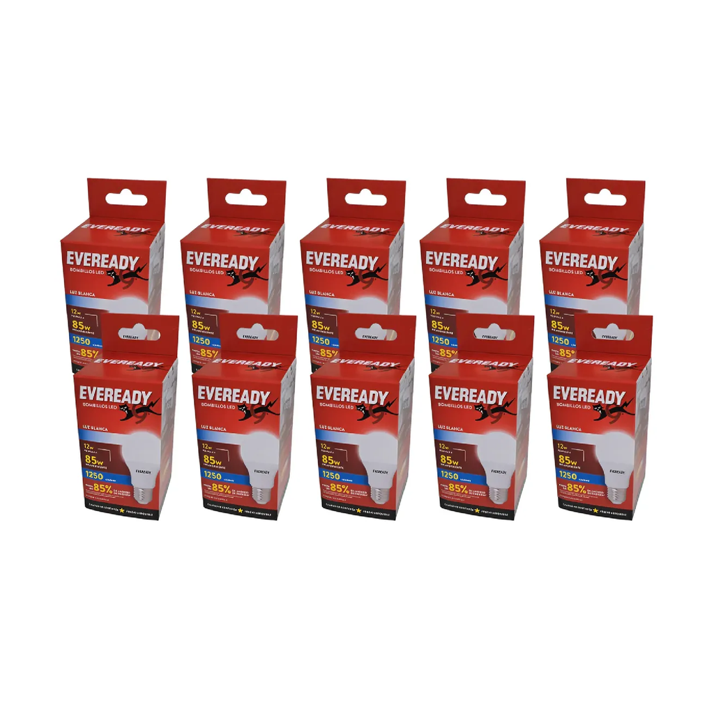 LAMPARA LED EVEREADY 12W- 1250 LM- LUZ BLANCA- CAJA X10U