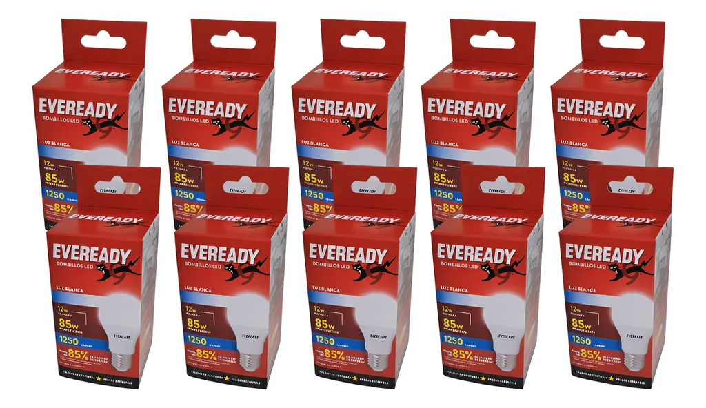 LAMPARA LED EVEREADY 12W- 1250 LM- LUZ BLANCA- CAJA X10U