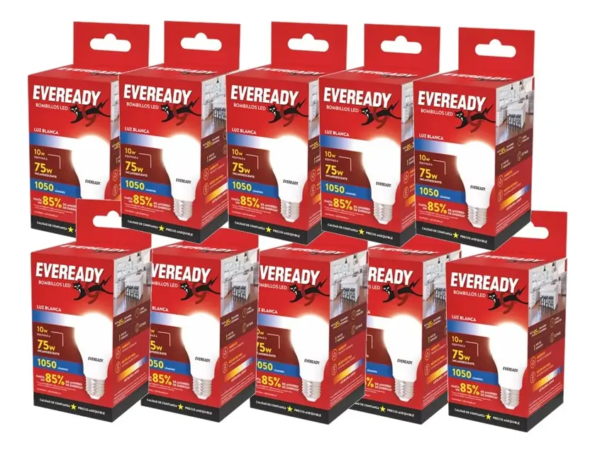 LAMPARA LED EVEREADY 10W- 1050 LUM- LUZ BLANCA X10U