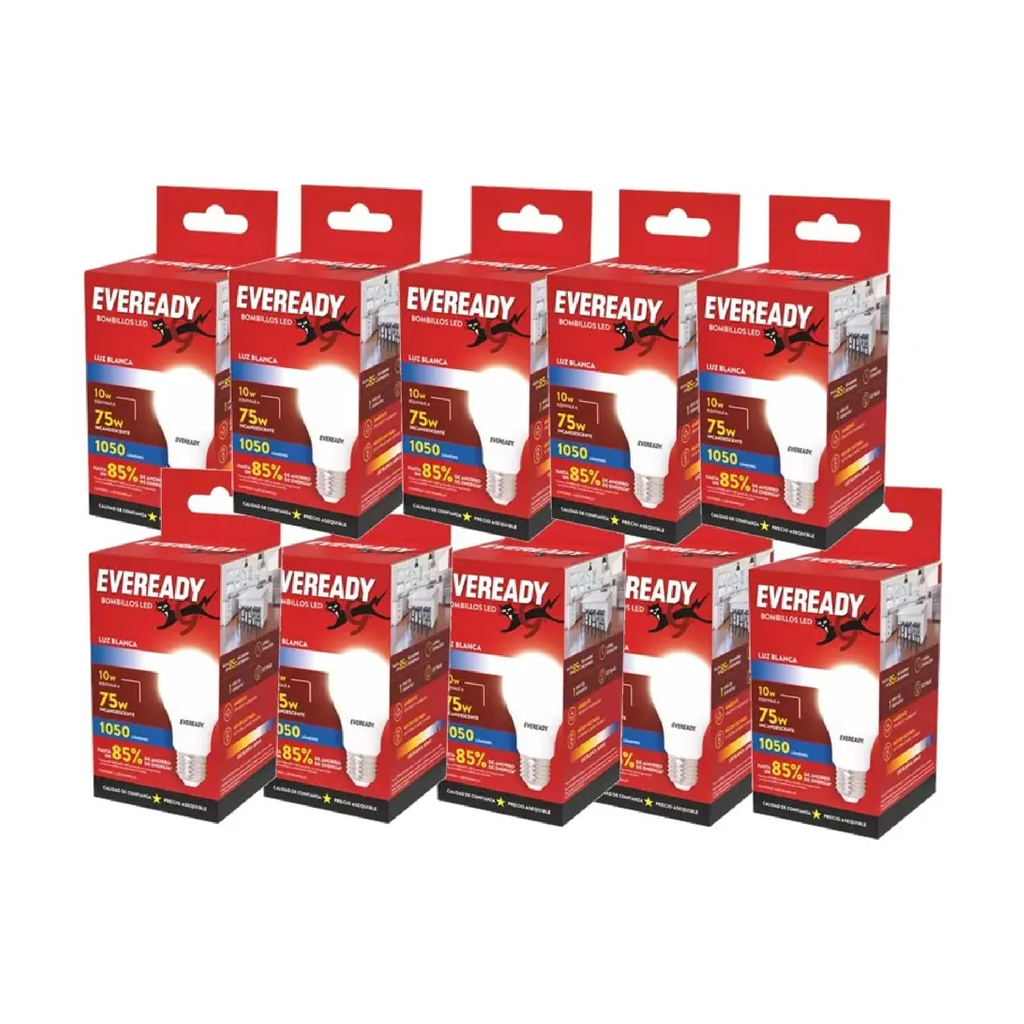 LAMPARA LED EVEREADY 10W- 1050 LUM- LUZ BLANCA X10U