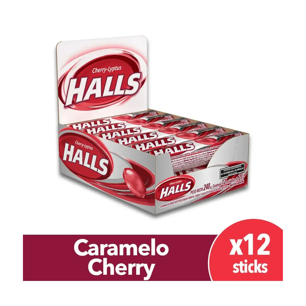 PASTILLAS HALL'S FREE CHERRY X 12 U