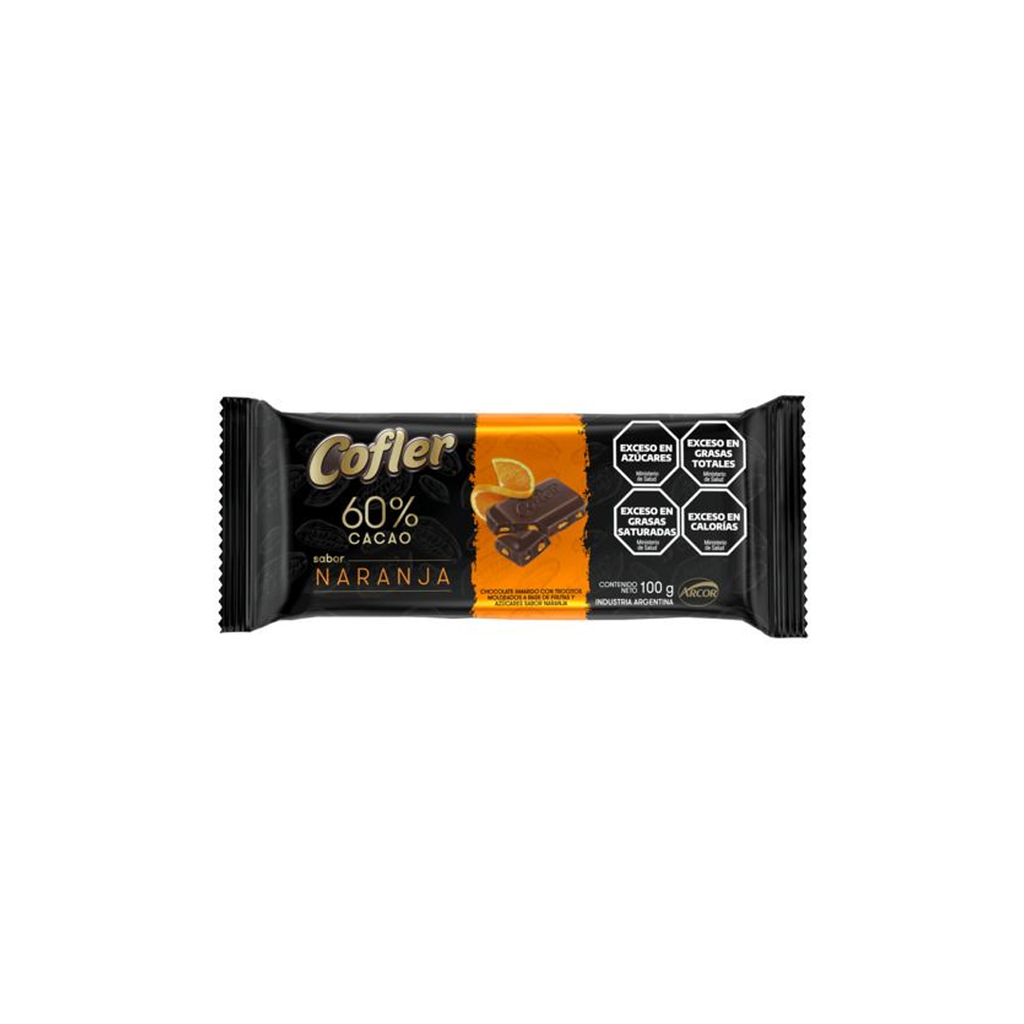 TABL. COFLER 60% CACAO C/ NARANJA X 100G